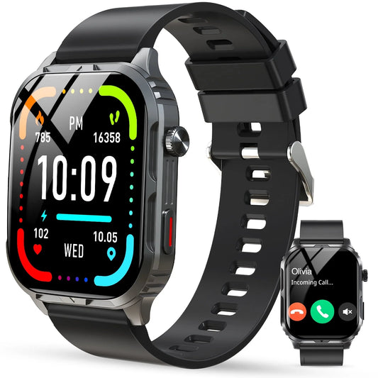 H5 IP68 Waterproof Smartwatch for Android and iPhone - Bluetooth Calling Feature, Black - Ideal for Men and Women